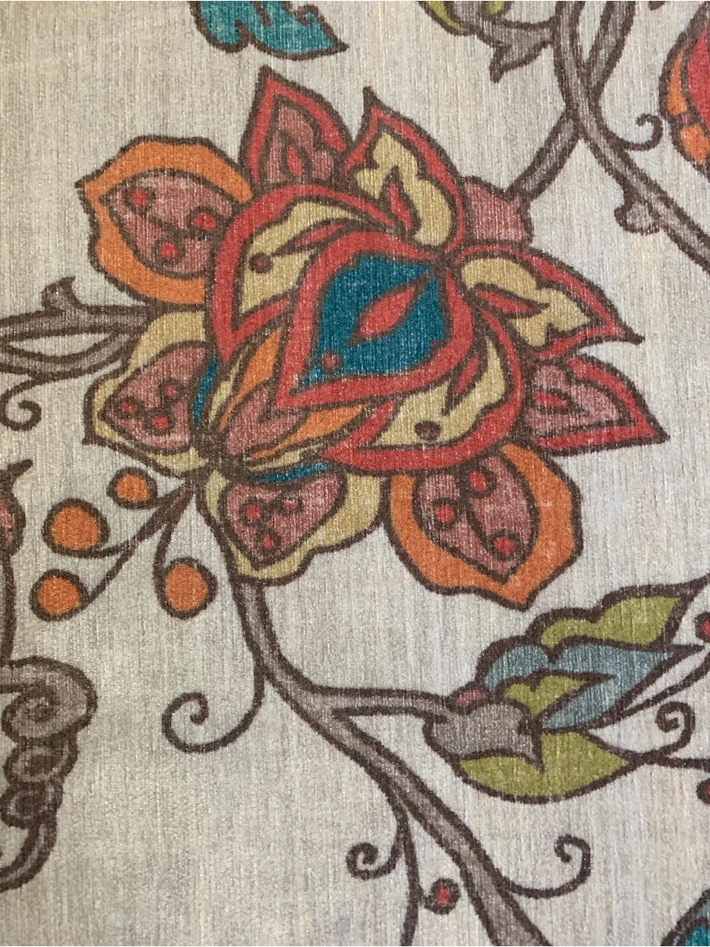 Frida Floral Natural Flatwoven Rug with Pad 3x2'
